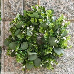Decorative Figurines Plant Wreath Combination Artificial Window Ornaments Fake Leaf Green Hook Rope Home Door