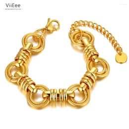 Link Bracelets ViiEee Titanium Stainless Steel Chain Trendy 18k Gold Plated Hiphop/Rock Charm Bracelet For Women Men VB22055