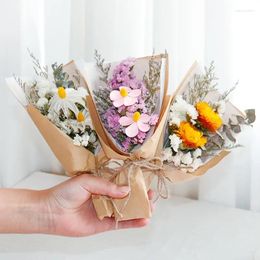 Decorative Flowers Mini Dried Flower Bouquet Small Wedding Bridal Gift For Valentine's Day Box Decoration Accessories Dry Craft