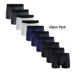 10Pcs Pack Men Panties Solid Colour Underwear Male Brand Boxer And Underpants For Homme Luxury Set Shorts Box Slip Kit 240412