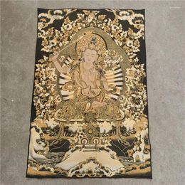 Decorative Figurines Tibet Buddhist Thangka Hanging Like Silk Embroidery Qianshoufo Gift Collection