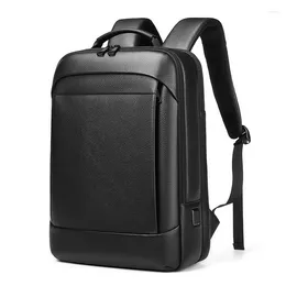 Backpack Men Cowhide Genuine Leather USB Charge Bagpack School Bags Male 15.6 Inch Laptop Backpacks Large Travel Mochila