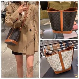 High Level Original Cellin Designer Bags Old Flower Bucket Shoulder Counter Leather Bag Crossbody Bag Womens 2024 Large Capacity New Commuter with Brand Logo
