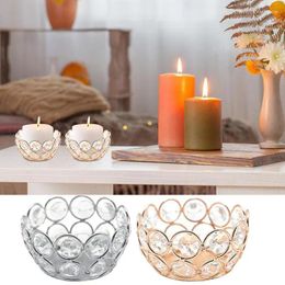 Candle Holders Crystal Bowl Holder Decorative Round Tealight Candlestick Portable Table Centrepiece Decoration Classic Candleholder For