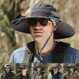 Berets Solar Fan Outdoor Fishing Hat Charging Big Wind Summer Rim Sunblock Male Visor Fisherman Quick Dry