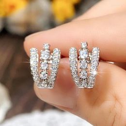 Stud Earrings CAOSHI Claw Shape Female Daily Wearable Accessories With Dazzling Zirconia Silver Color Jewelry Fashion Girl Gift