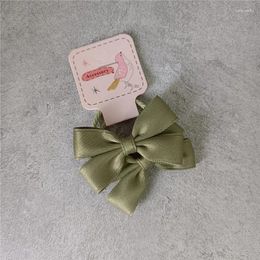 Hair Accessories 2024 Cute Baby Little Girl Head Rope Army Green Glossy Mini Bowknot Loop Leather Bandhair For Girls