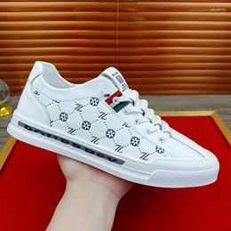 Casual Shoes European For Men Genuine Leather Trend Print Flats Skateboard Youth Street Sneakers