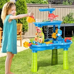 Sand Water Table For Toddlers 3-Tier Sand And Water Play Table Toys Activity Sensory Tables Outside Beach Toys For Boys Girls 240419