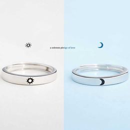 Band Rings Simple Moon Sun Couple Ring Valentines Day Gift Q240427