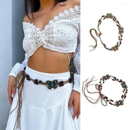 Belts Women Belt Bohemian Beaded Waist For Vintage Ethnic Lace Up Adjustable Lady Strap With Lightweight Jewelry Accents