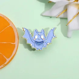 Brooches Cartoon Halloween Blue Bat Enamel Pins Clothing Backpack Lapel Badges Hollow Movie Jewelry Accessories For Unisex Gift