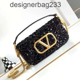 Fashionable Sequins Beads Purse Valeenttino Bag Leather Goods Diagonal Small Shiny Cross Chain Square Baguette High-end Bags Designer Womens GSGP