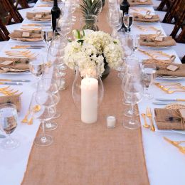 Linens Burlap Hessian Table Runner Vintage Natural Jute Country Wedding Party Decor Grey Khaki Linen Rustic Wedding TableRunner