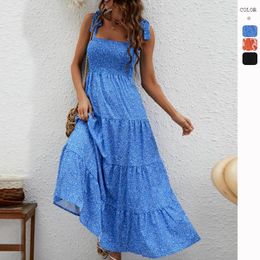 Casual Dresses Y2K French Dress Women 2024 Versatile For Socialite Girl Lace-up Bandeau Sling Summer Camis Top Big Swing Sun