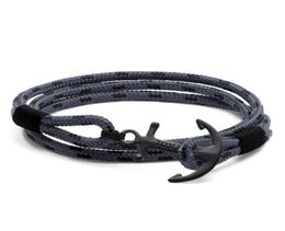 4 size Tom Hope bracelet Eclipse grey thread rope chains stainless steel anchor charms bangle with box and TH76408615