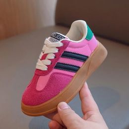 Kid Suede Colour Splicing Casual Shoes Girl Boy Lace Up Sneakers Autumn Child Walk Runing Sport Trainers Size 2637 240426