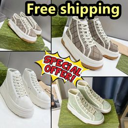2024 Designer Tennis shoes canvas shoes Beige Blue Washed Jacquard Denim Women Shoes Ace Rubber Sole Embroidered 1977 Casual Sneakers free shipping