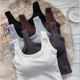 Women's Tanks Side Pleated Vest Y2K Round Neck Summer Versatile Clothing For Female Students Short Slim Fit With Exposed Navel