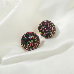 Stud Earrings Beaded Balls Vintage Minimalist Bohemian Fashion Versatile Handwoven Alloy Women Rice Bead