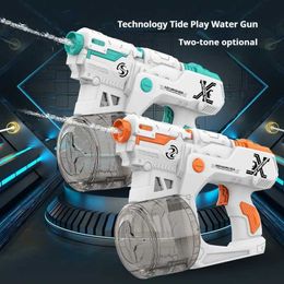 Gun Toys Hot electric water gun summer splashing childrens toys with large capacity automatic continuous discharge water gun childrens toys T240428