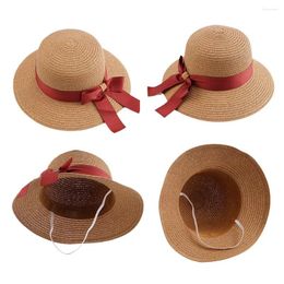 Wide Brim Hats 1PCS Folding Straw Hat Women Summer Sunscreen Beach UV Travel Protection Cap Floppy Sun B5G9