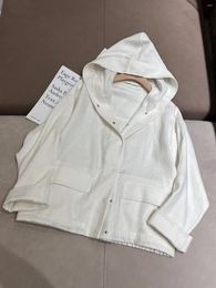 Women's Jackets Spring 2024 L P Linen Jacket White Hooded Coat Woman Loose Clothin