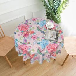 Table Cloth Tropical Floral Decorative Round Tablecloth Washable Cover Heat Resistant Picnic Restaurant Party Hummingbird