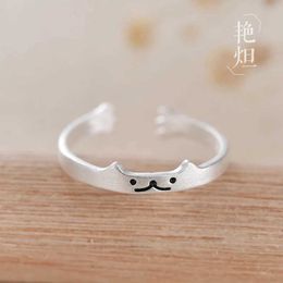 Band Rings Boho Creative Style Cat Rings for Women Adjustable Size Rings Fashion Charm Jewellery Wholesale Q240427