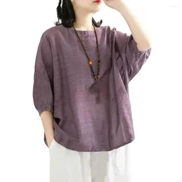 Women's Blouses Women Summer Casual T-shirt O-Neck 3/4 Batwing Sleeve Pullover Tops Solid Color Loose Fit Blouse Streetwear