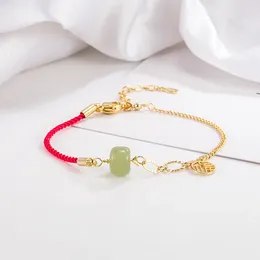 Link Bracelets VENTFILLE Gold Colour Hetian Jade For Women Girl Asymmetry Red Rope Splicing Vintag Birthday Gift Drop