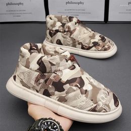 Boots Men's Winter Fashion Camouflage Snow Man Slip-on Cotton Shoes For Men Warm Ankle Male Velvet Thickening Casual