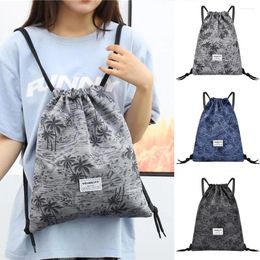 Drawstring Fashion Casual Women Lightweight Foldable Backpack Unisex Bundle Rope Sport School Bags Travel Beach Shoulder Bags#D