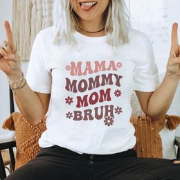 Women's T Shirts Groovy Mama Mommy Mom Bruh Cotton T-shirt Vintage Women Short Sleeve Life Gift Top Tee Shirt