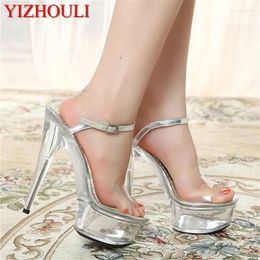 Dress Shoes Sexy Women Of Crystal Wedding With 15cm Heel Sandals Sheer Nightclub Party