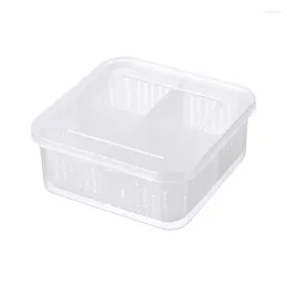 Storage Bottles Refrigerator Fruit Containers 4 Compartments Food Vegetable Drain Box For Home Kitchen Accessories