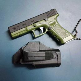 Gun Toys 1 3 G17 Model With Holster Mini Toy Gun Detachable DIY Semi-alloy Keychain Pendant Ornaments Childrens Toy Pistol T240428