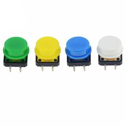 new 20PCS Tactile Push Button Switch Momentary 12/12/7.3MM Micro Switch Button + 25PCS Tact Cap(5 Colors) for Arduino Switch for Arduino
