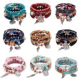 New European and American bracelet bracelet fashion Bohemian princess design sense butterfly beaded polka dot cross-border multi-layer bracelet set