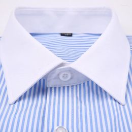 Men's Dress Shirts Mens Classic French Cuff Striped Shirt With Chest Pocket Standard-fit Long Sleeve Party Wedding (Cufflink Included)