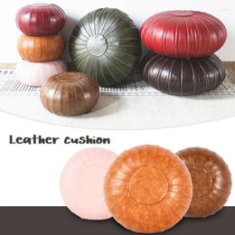 Pillow Moroccan PU Leather Ottoman Pouf Patchwork Craft Floor Seat Footstool Artificial Large Unstuffed