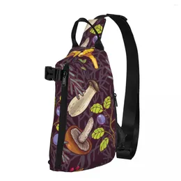 Backpack Forest Chest Bags Women Mushroom Print Shoulder Bag Fun Phone Crossbody Motorcycle Sling