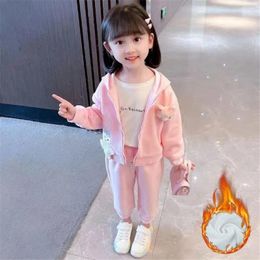 Clothing Sets Spring & Autumn Cotton Girls Suit 2024 The Korean Version Hooded Cartoon Child Teenager Casual 2 Piece Set