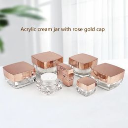 10/20pcs 5-50g Empty Cream Jar Square Lotion Bottles Acrylic Cosmetic Container Clear Makeup Travel Pot Refillable Bottle 240425