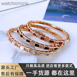 High Level Original Blgarry Designer Bangles Titanium Steel Light Luxury Fritillaria Diamond Snake Shaped Fashion Bracelet Stainless Steel with Brand Logo