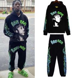 Young Thug S Sp Der Pink Hoodie Pants Sweater American Men And Women Set
