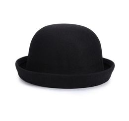 New Retail Little girls fedora hat Dome cap Children dress hats Kids caps felt hats wool felting Bowler hat3218654