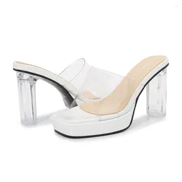 Dress Shoes LEOPARD LAND Women Oversize Crystal Transparent Sexy High Heel Sandals Versatile Fashion 9cm 2.5cm Platform WZ