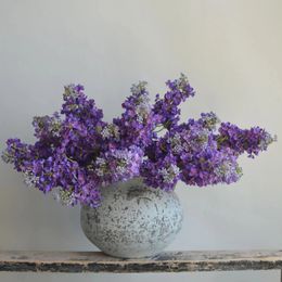 24.8 Real Touch Faux Purple Lilacs Branch Artificial Lilacs Hydrangeas Flowers DIY Fake Foliage Floral Wedding/Home Decorat 240417
