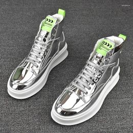 Casual Shoes Silver Men Sneakers Fashion Designer Spring/Autumn High-top All-match Breathable Sports